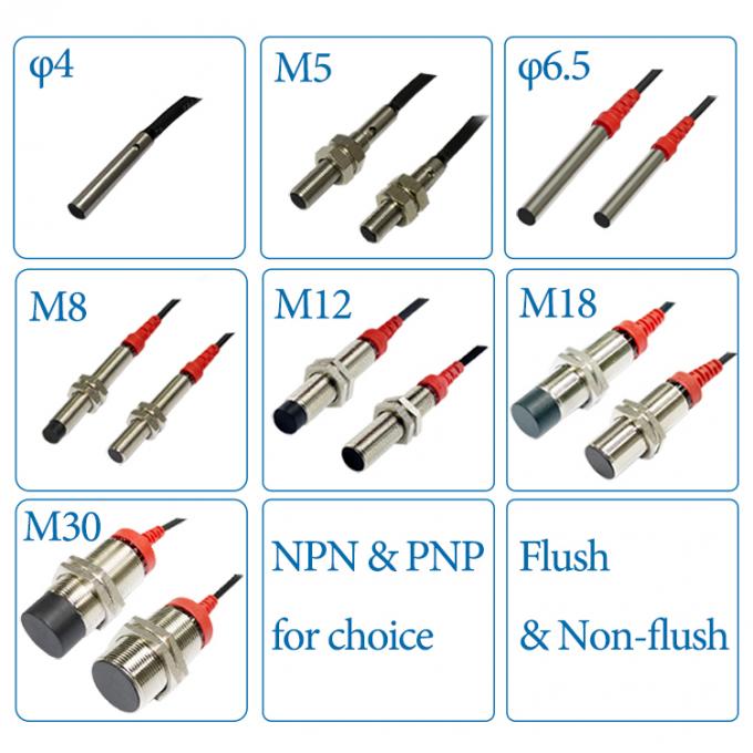 IP67 M8 Terlindung NPN NO Proximity Sensor 1mm Senisng 3 kabel Inductive Switch