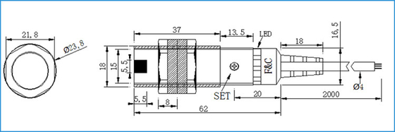 12Vdc 18mm 40cm Sensing Diffuse Retro-reflective Melalui-fotolistrik Sensor Switch