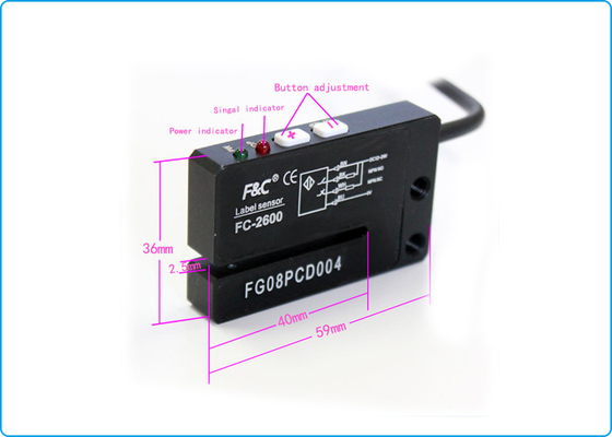 PNP NO NC 2mm Slot Label Stiker Normal Sensor Detector Untuk Mesin Kemasan