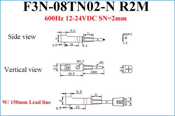 Sensor Kedekatan Induktif Kecil Sensor Depan 2mm NPN Flat